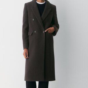 Aritzia Constant Coat Virgin Wool Brown Herringbone Size Xs